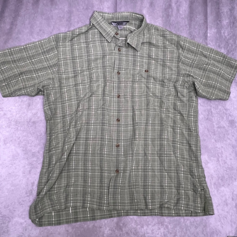 Gander Mountain Guide Series Shirt Mens XL Green Plaid Excellent Short Sleeve